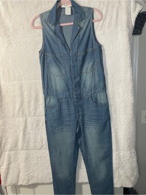 Ya Ya Club Denim Sleeveless Jumpsuit in Blue